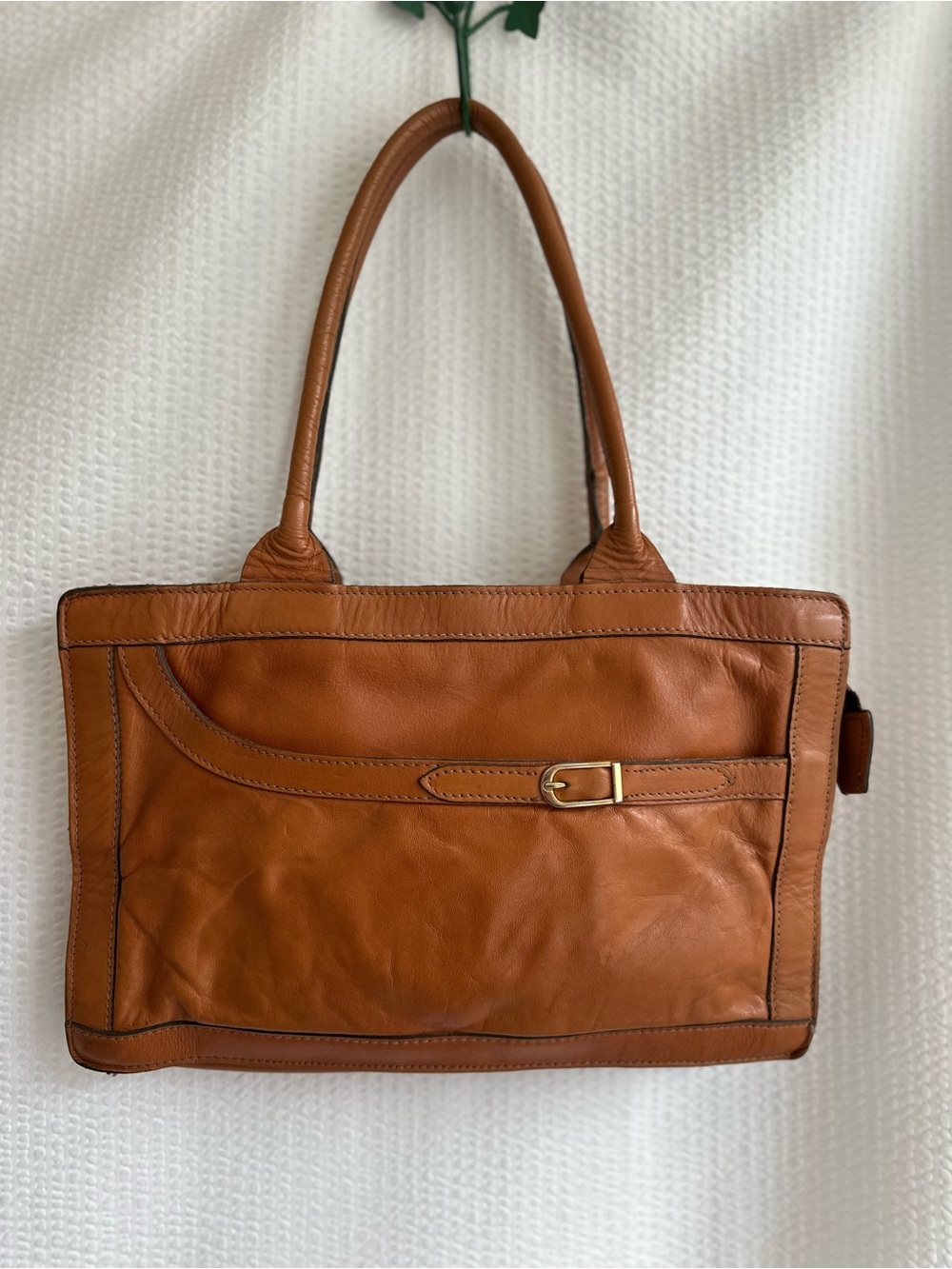 GAETANO NEW YORK Vintage Cognac Brown Genuine Leather Shoulder Bag Handbag